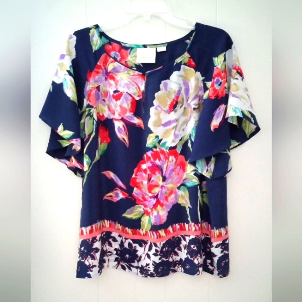 Maeve Floral Blouse - Blue and Multicolor - Picture 2 of 6